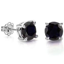 Midnight Sapphire Stud Earrings 6MM in Sterling Silver