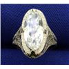 Image 1 : Filigree Antique Style CZ Ring in 14k White Gold
