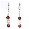 Image 1 : Garnet and Aquamarine Dangle Sterling Silver Earrings