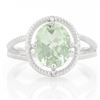 Image 2 : Huge 2.4CT Green Amethyst Rope Halo Split Shank Style Ring with Diamond in Sterling Silver
