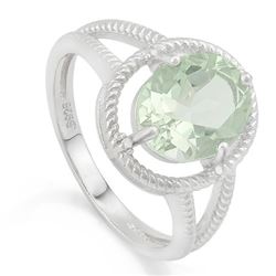 Huge 2.4CT Green Amethyst Rope Halo Split Shank Style Ring with Diamond in Sterling Silver