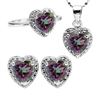 Image 1 : Heart Cut Mystic Topaz and Diamond Ring Earring and Necklace Set in Sterling Silver