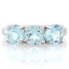 Image 2 : Large 3CTW Baby Swiss Blue Topaz 3 Stone Ring in Sterling Silver