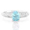 Image 2 : 1CT Sky Blue Topaz and Diamond Ring in Sterling Silver