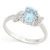 Image 1 : Oval 1.1CT Sky Blue Topaz and Diamond Ring in Sterling Silver
