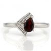 Image 2 : Modern Garnet Ring with Diamond in Sterling Silver
