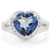Image 1 : Heart Cut 5CT Violet Mystic Topaz and Diamond Ring in Sterling Silver