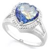 Image 2 : Heart Cut 5CT Violet Mystic Topaz and Diamond Ring in Sterling Silver