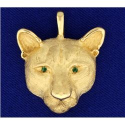 Panther Pendant with Emeralds in 14k Gold