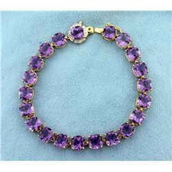 Amethyst and Diamond Bracelet in 14k Gold