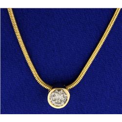 1/2 ct Diamond Pendant on 14k Gold Italian Made Chain