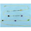 Image 1 : Multi Gemstone 33 inch Long Necklace in 14k Gold