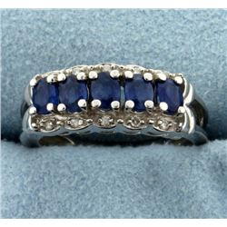Sapphire and Diamond Ring in 14k White Gold