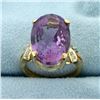 Image 1 : 13ct Huge Amethyst and Diamond Statement Ring in 14k Gold
