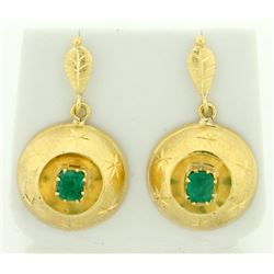 1ct TW Drop Dangle Emerald Earrings in 14k Gold