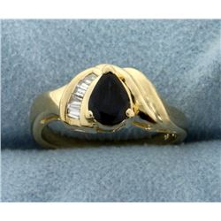 Natural Sapphire and Diamond Ring in 14k Gold