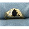 Image 1 : Natural Sapphire and Diamond Ring in 14k Gold