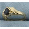 Image 2 : Natural Sapphire and Diamond Ring in 14k Gold