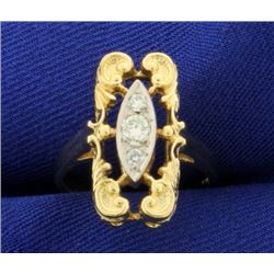 Unique Designer 3 Stone Diamond Ring in 14k Gold