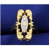 Image 1 : Unique Designer 3 Stone Diamond Ring in 14k Gold