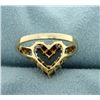 Image 4 : Diamond and Ruby Heart Ring in 14k Gold