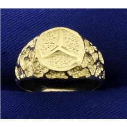 Gold Mercedes Peace Symbol Ring