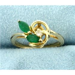 Emerald and Diamond Ring in 14k Gold
