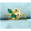 Image 1 : Emerald and Diamond Ring in 14k Gold