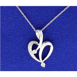 Diamond Heart Pendant On White Gold Chain
