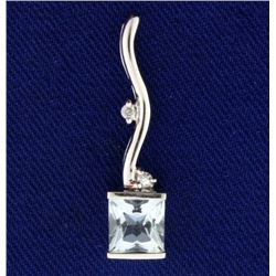 Aquamarine and Diamond Pendant/Slide in 14k White Gold
