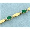 Image 2 : 2 1/2ct TW Natural Emerald and Diamond Bracelet in 14k Gold