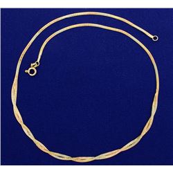 Tri-Colored Rose, Yellow, and White 14k Gold Herringbone Necklace