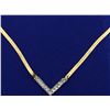 Image 3 : 1/2ct TW Diamond Herringbone Necklace in 14k White and Yellow Gold