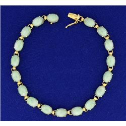 Natural Jade Bracelet in 14k Gold
