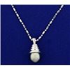 Image 1 : Tahitian Pearl Pendant on 16 Inch Neck Chain in 14k White Gold