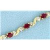 Image 2 : 3ct TW Ruby and Diamond Bracelet in 14k Gold