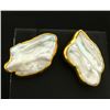Image 1 : Signed Betsy Fuller Designer 18k Gold and Mother of Pearl Clip on Earrings