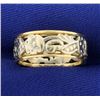 Image 2 : 14k Yellow and White Gold Flower Design Band Ring
