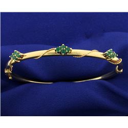 Emerald Bangle Bracelet in 14k Gold