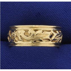 Flower Design Band Ring in 14k Gold