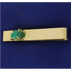 Natural Emerald Tie Clip in 18k Gold