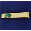 Image 1 : Natural Emerald Tie Clip in 18k Gold