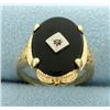 Image 1 : Vintage Onyx and Diamond Ring in 14k Gold