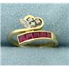 Image 1 : Natural Ruby and Diamond Wrap Style Heart Ring in 14k Gold