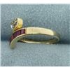 Image 2 : Natural Ruby and Diamond Wrap Style Heart Ring in 14k Gold