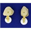 Image 4 : Signed Betsy Fuller Designer 18k Gold and Pearl Modernist Style Clip on Earrings