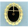 Image 2 : Antique Victorian Era Onyx, Seed Pearl, and Turquoise Pendant/Pin/Brooch in 14k Gold