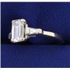 Image 3 : Over 1.5 ct TW Very High Quality Emerald Cut Diamond Engagement Ring in 14K White Gold Setting