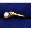 Image 2 : Pearl and Sapphire Ring in 14K Yellow Gold