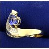 Image 2 : Unique Crescent Design 2 1/2ct TW Tanzanite and Diamond Ring in 14K Yellow and White Gold